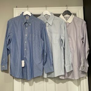 NEW Brooks Brothers Regent Dress Shirt, Non-Iron Stripe - Blue - 16